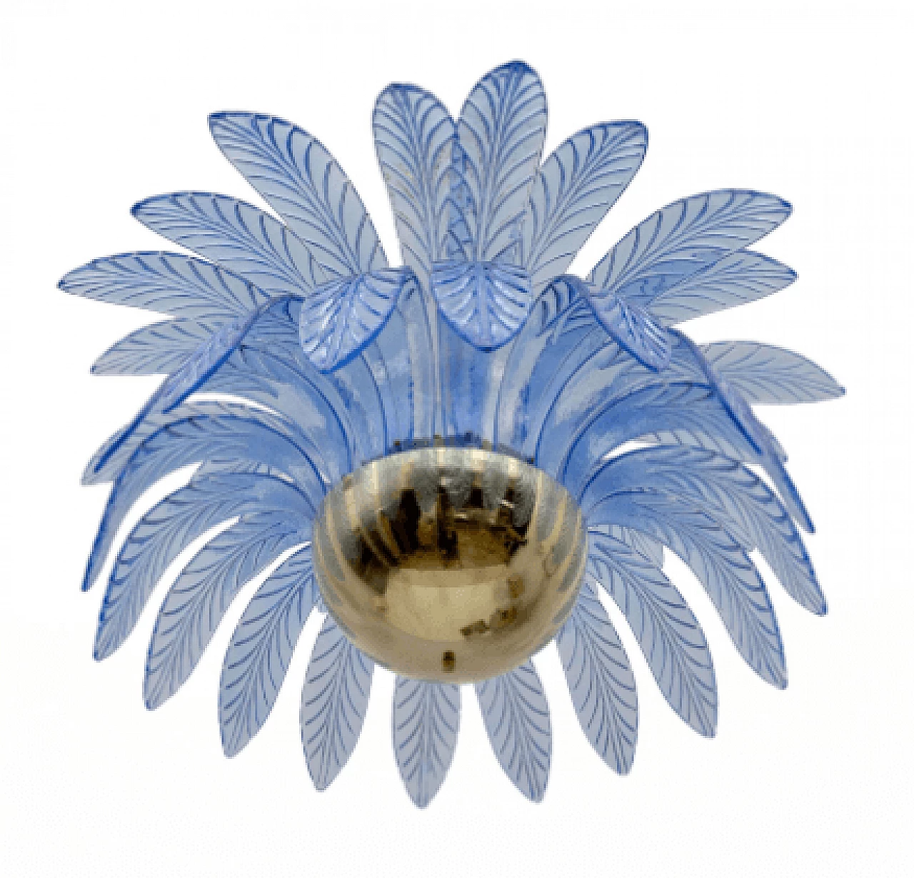 Light blue Murano glass palm leaf chandelier, 1970s 4
