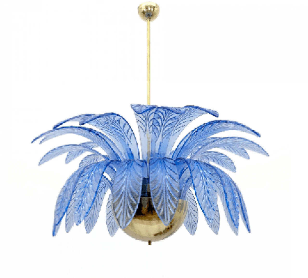 Light blue Murano glass palm leaf chandelier, 1970s 6
