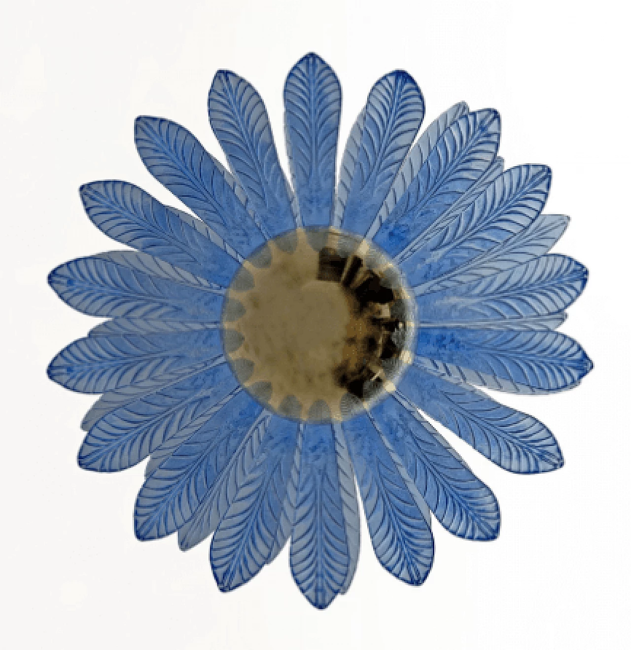 Light blue Murano glass palm leaf chandelier, 1970s 8
