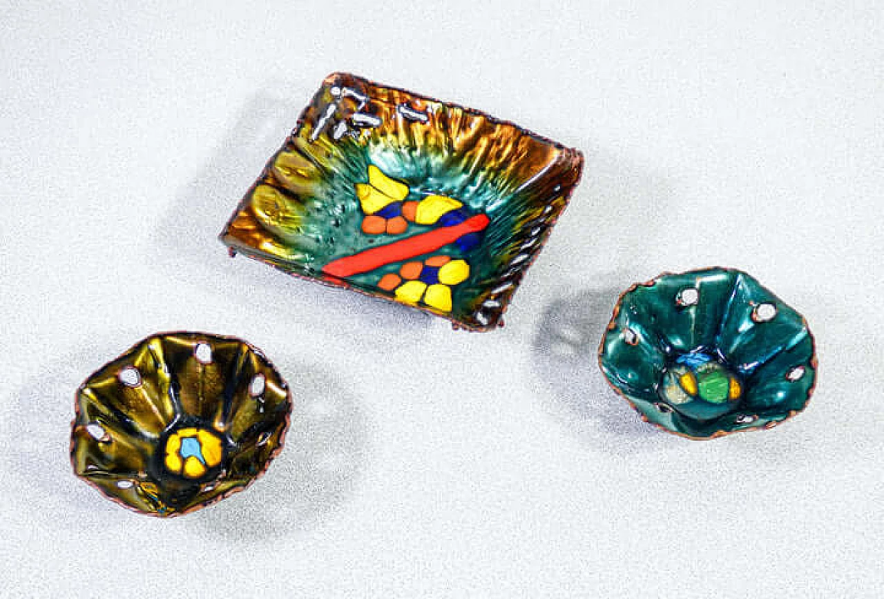 3 Svuotatasche in rame smaltato di Studio Laurana, anni '70 1