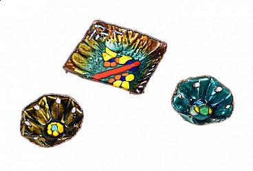 3 Svuotatasche in rame smaltato di Studio Laurana, anni '70