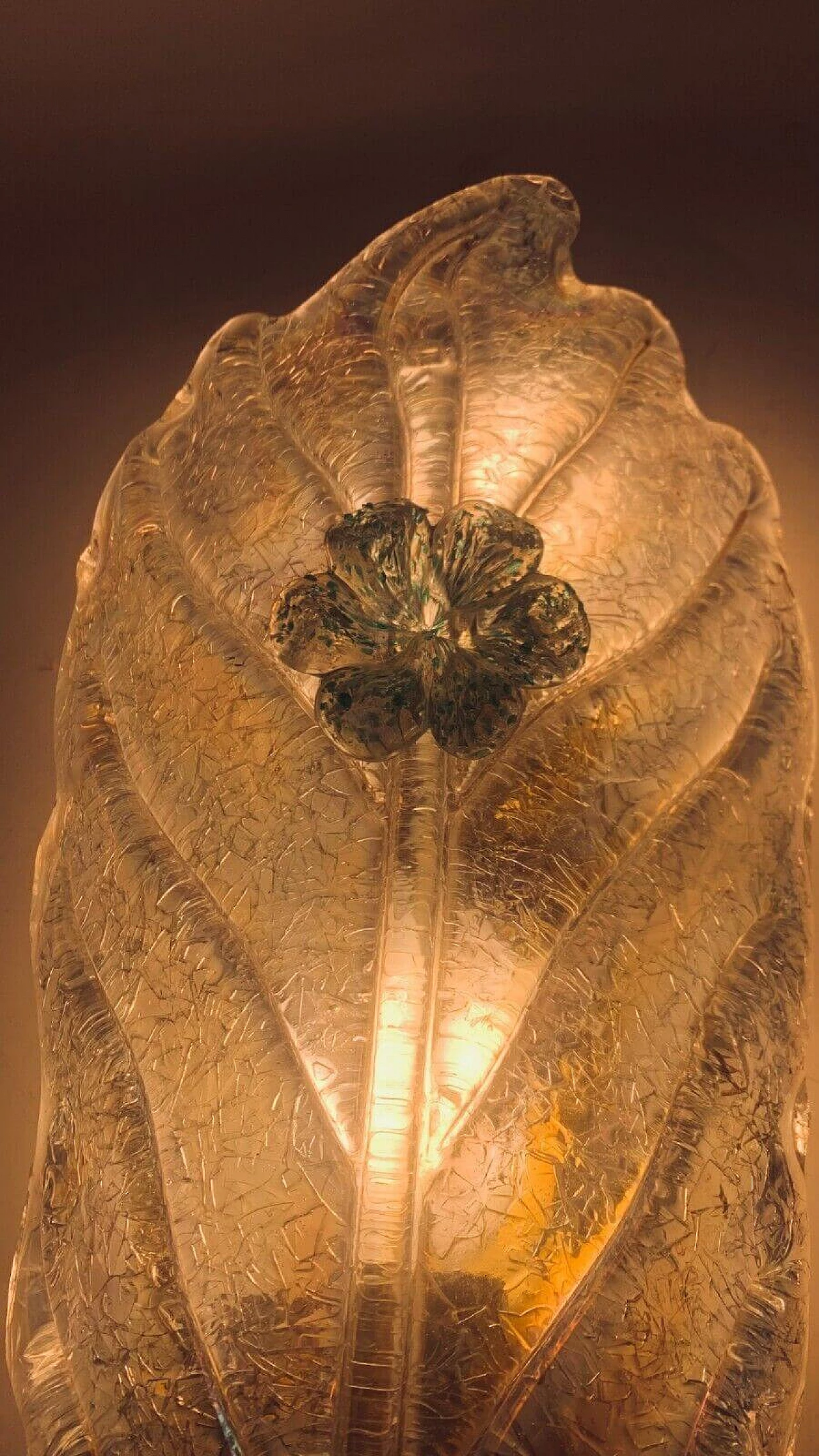 Etched Murano glass wall light attributed to Barovier, 1970s 1