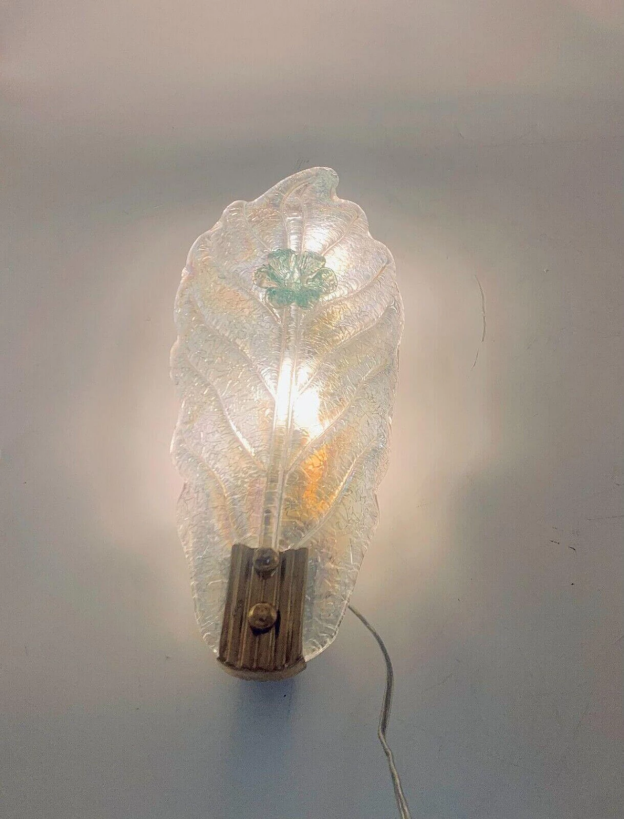 Etched Murano glass wall light attributed to Barovier, 1970s 2