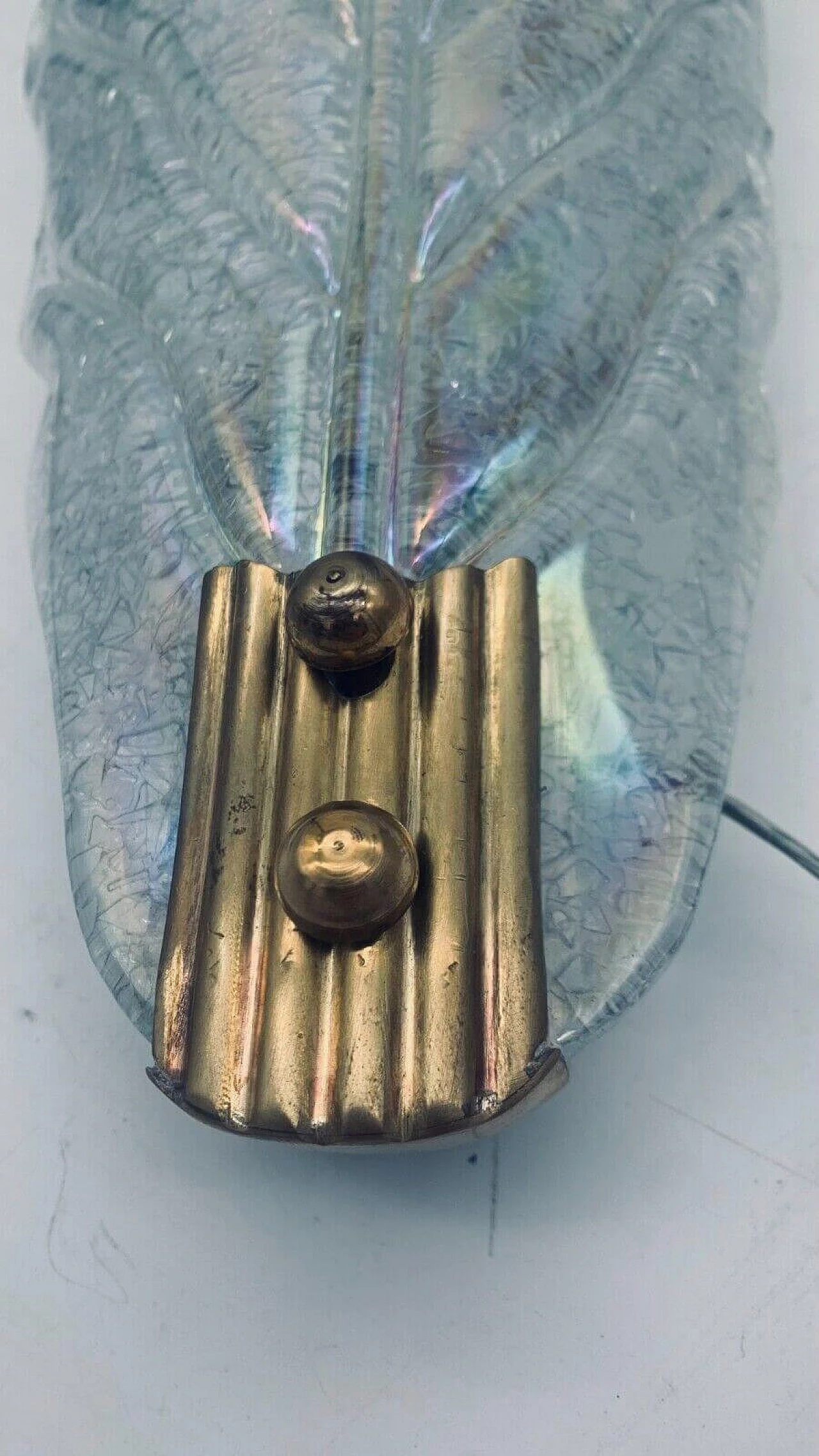 Etched Murano glass wall light attributed to Barovier, 1970s 3