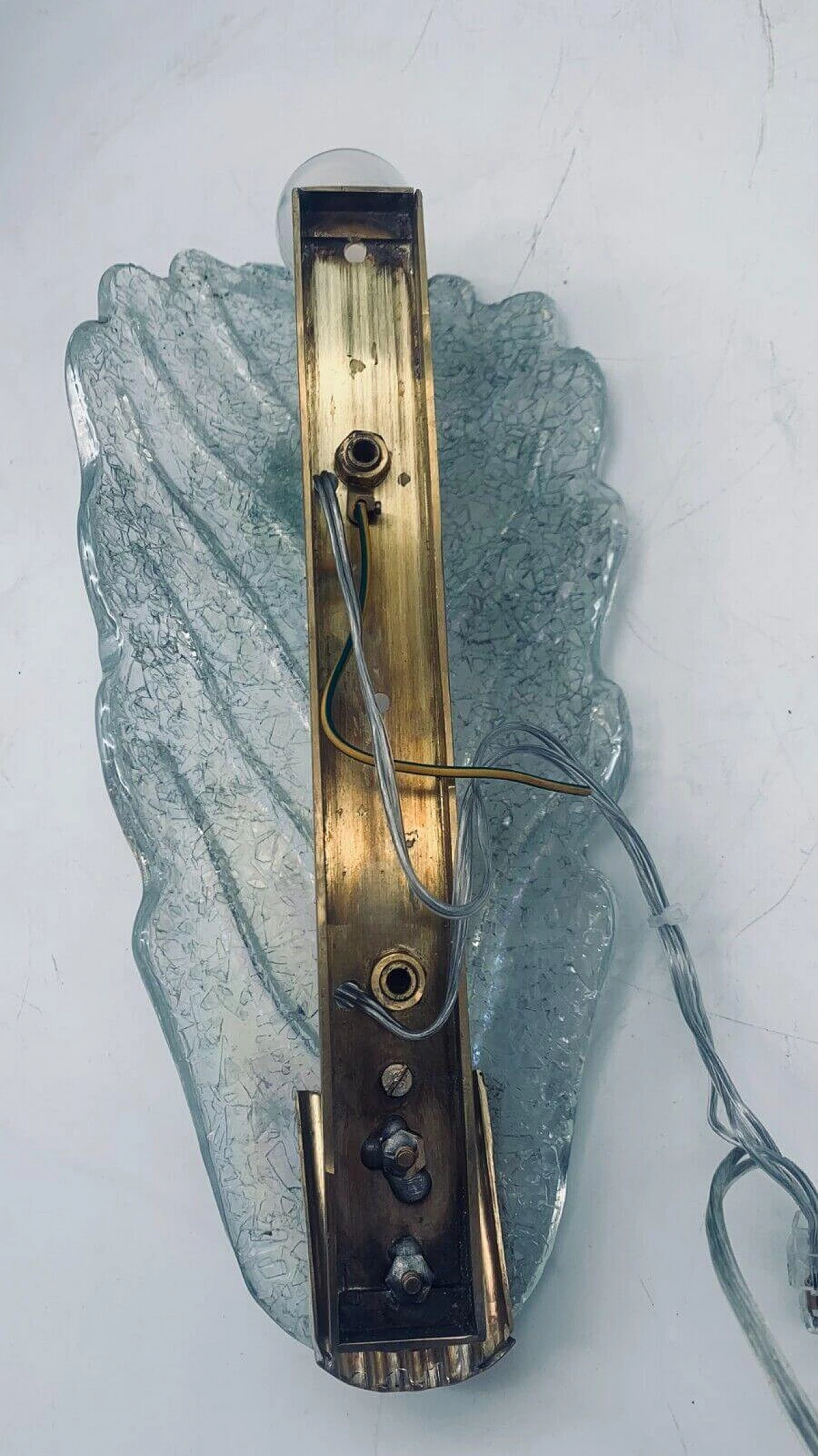 Etched Murano glass wall light attributed to Barovier, 1970s 5