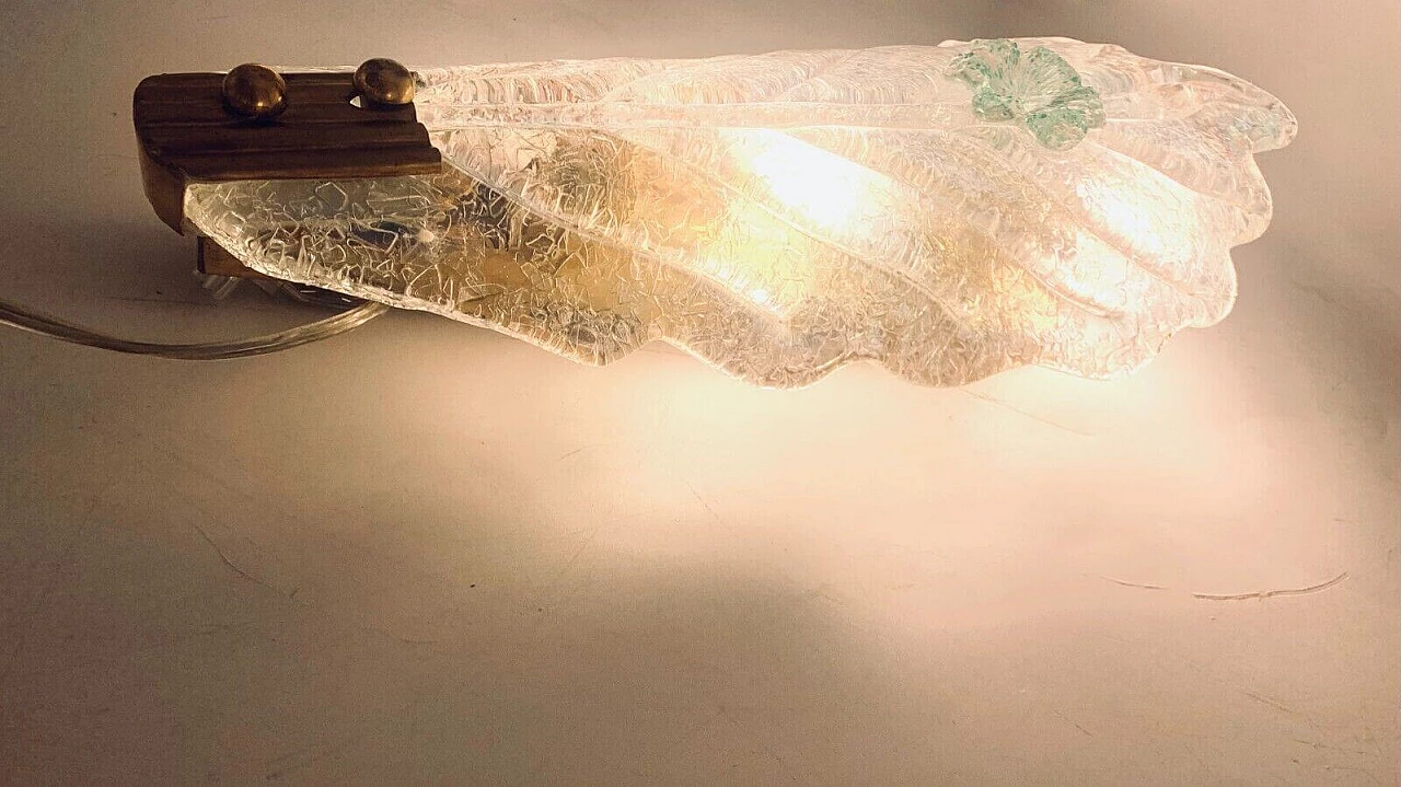 Etched Murano glass wall light attributed to Barovier, 1970s 6