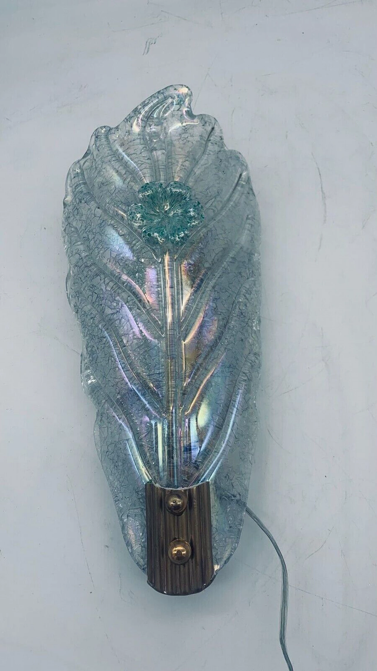 Etched Murano glass wall light attributed to Barovier, 1970s 7