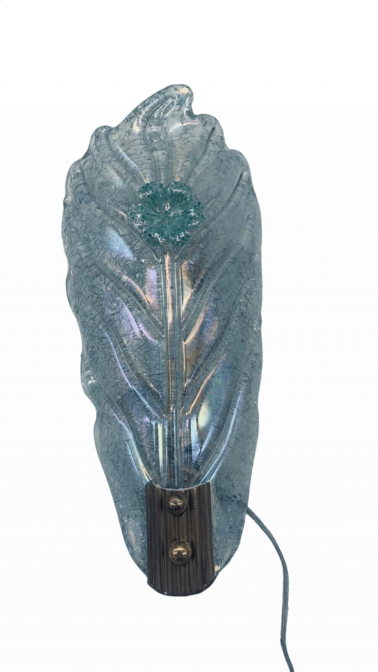 Etched Murano glass wall light attributed to Barovier, 1970s 8