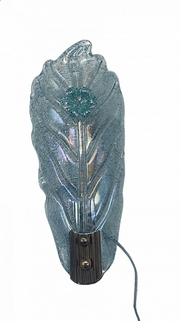 Etched Murano glass wall light attributed to Barovier, 1970s