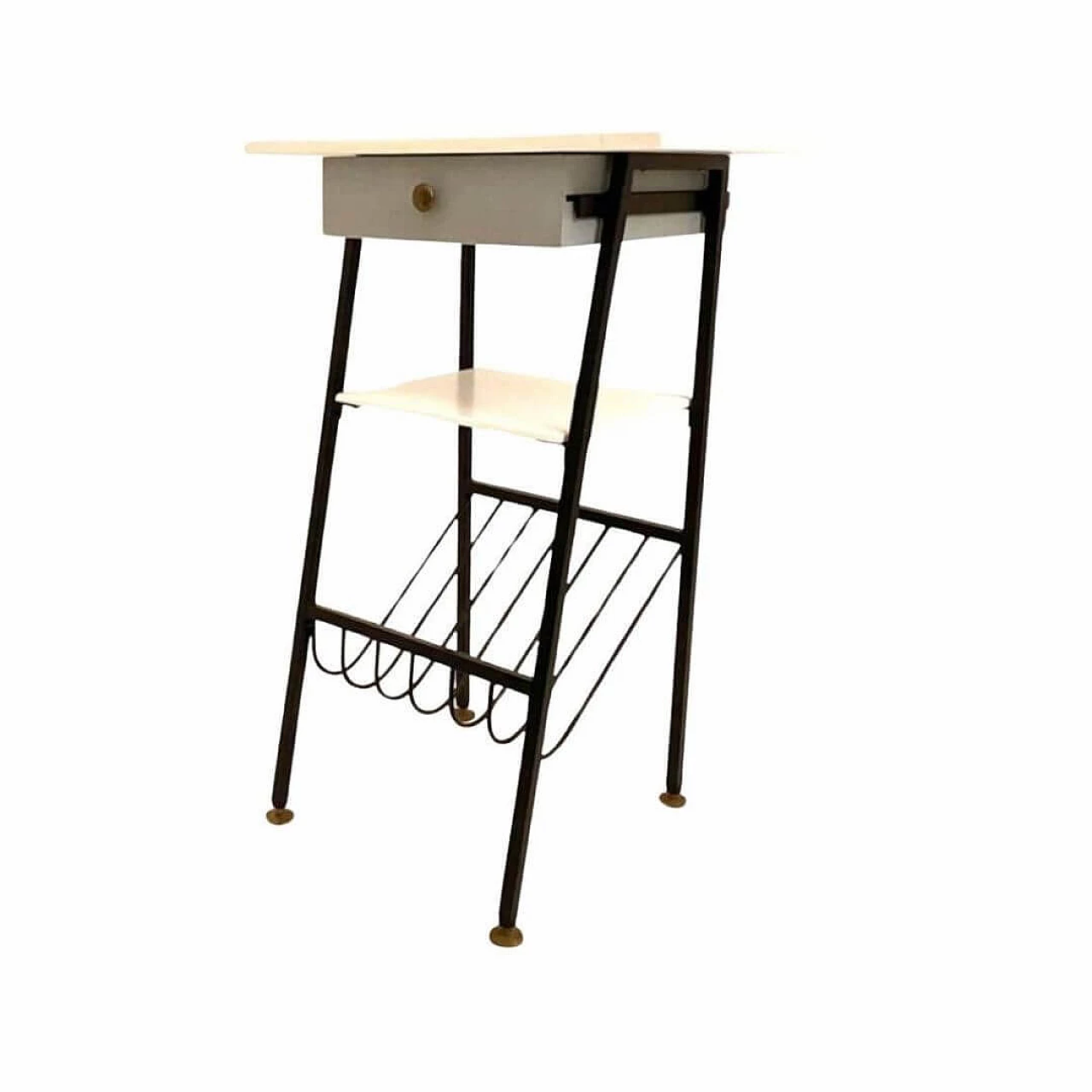 Painted iron console table with magazine rack, 1950s 1