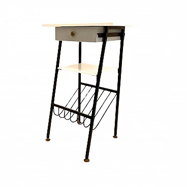 Painted iron console table with magazine rack, 1950s