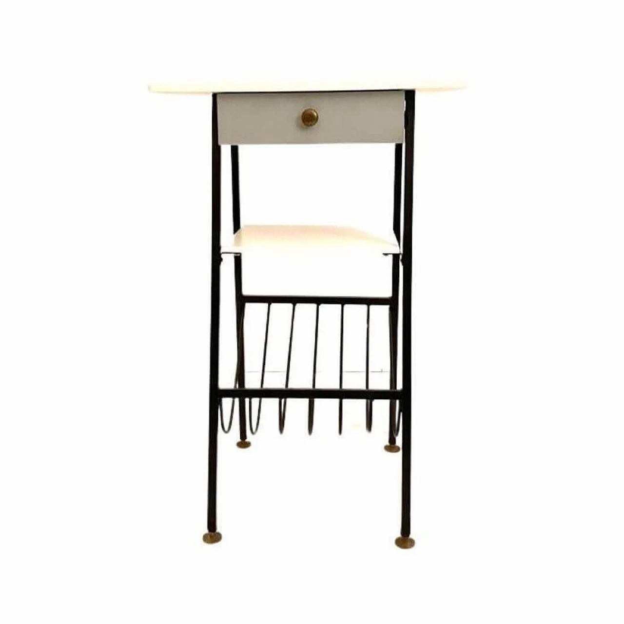 Painted iron console table with magazine rack, 1950s 2