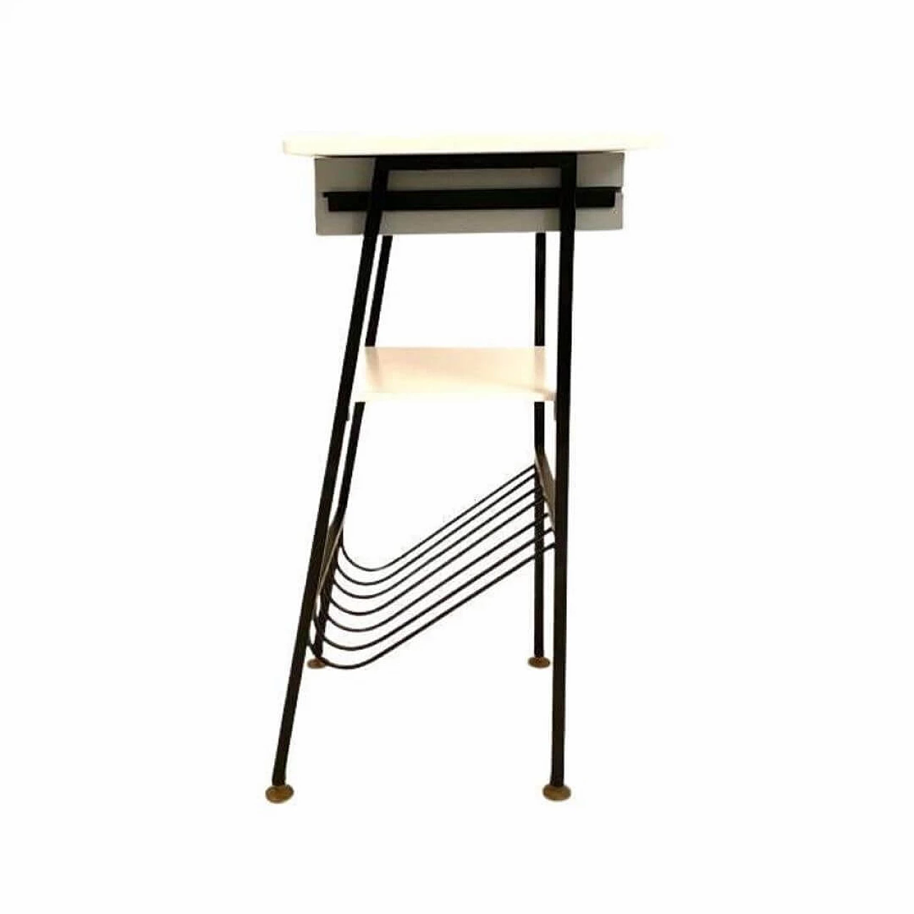 Painted iron console table with magazine rack, 1950s 3