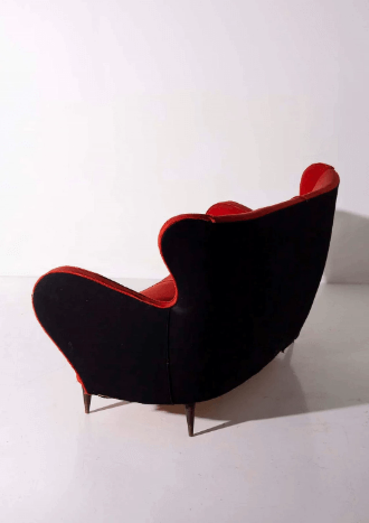 Wood and two-tone fabric sofa by Guglielmo Veronesi, 1950s 2