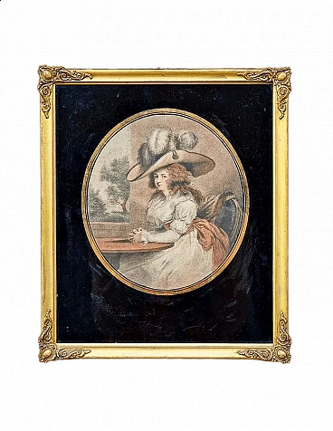 John Raphael Smith, Delia in town, watercolor etching, second half of the 19th century