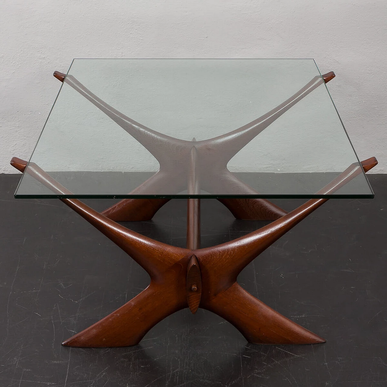 Tavolino in teak e vetro di Illum Wikkelsø per CF Christensen, anni '60 10