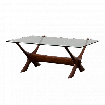 Tavolino in teak e vetro di Illum Wikkelsø per CF Christensen, anni '60