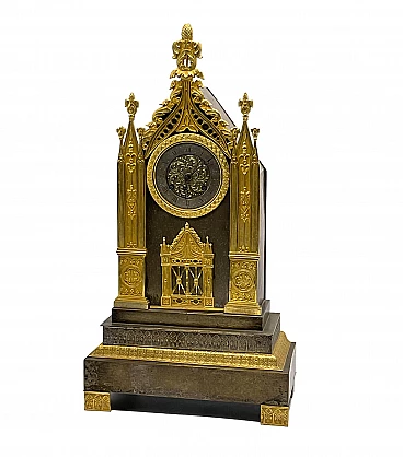 French burnished and gilded bronze cathedral clock, early 19th century