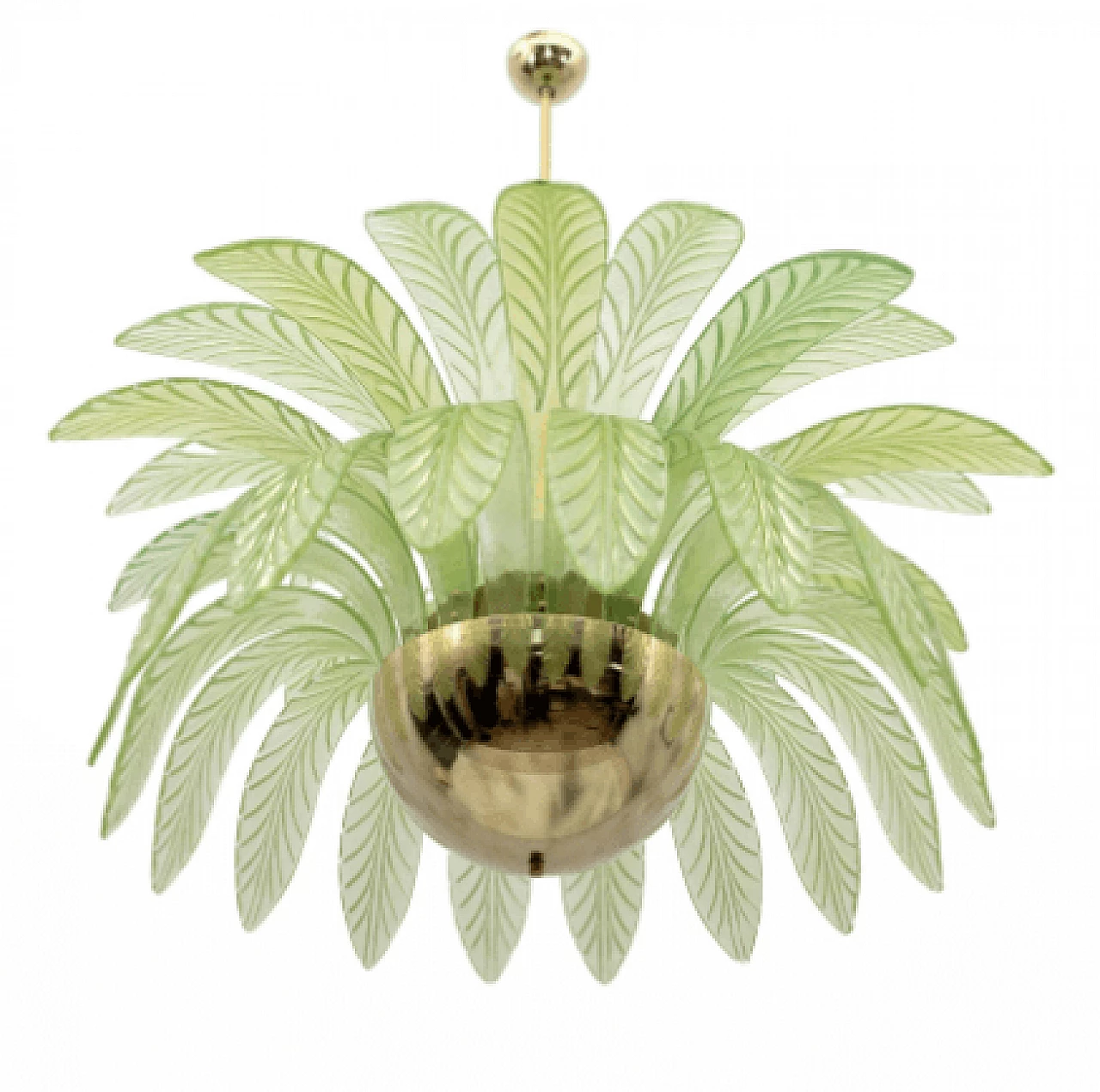 Lampadario a foglie di palma in vetro di Murano verde, anni '70 2