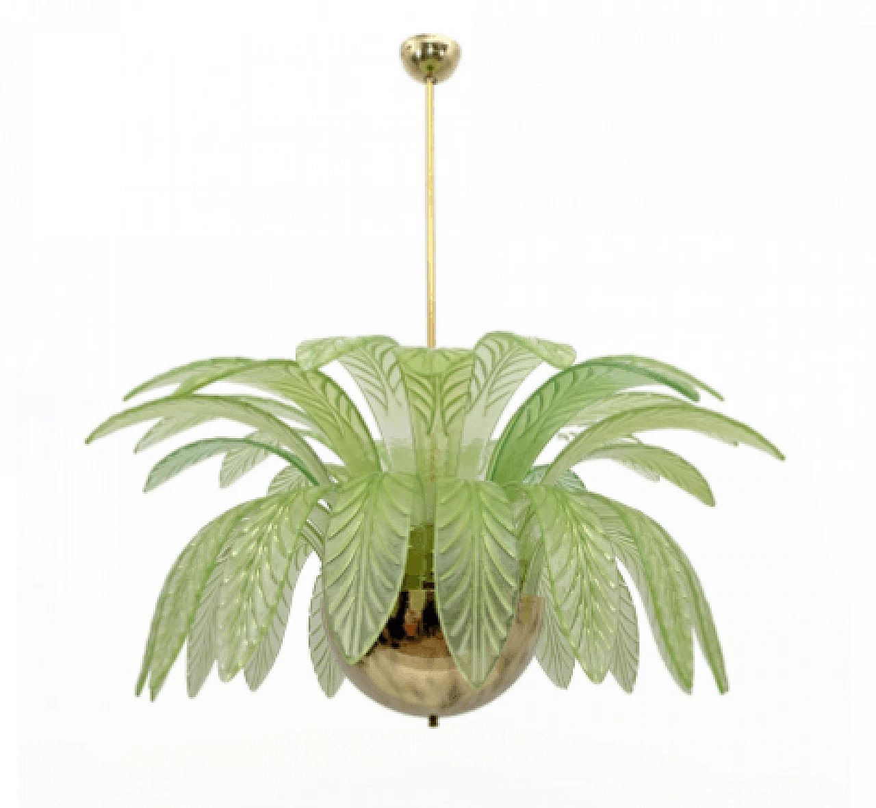 Lampadario a foglie di palma in vetro di Murano verde, anni '70 4