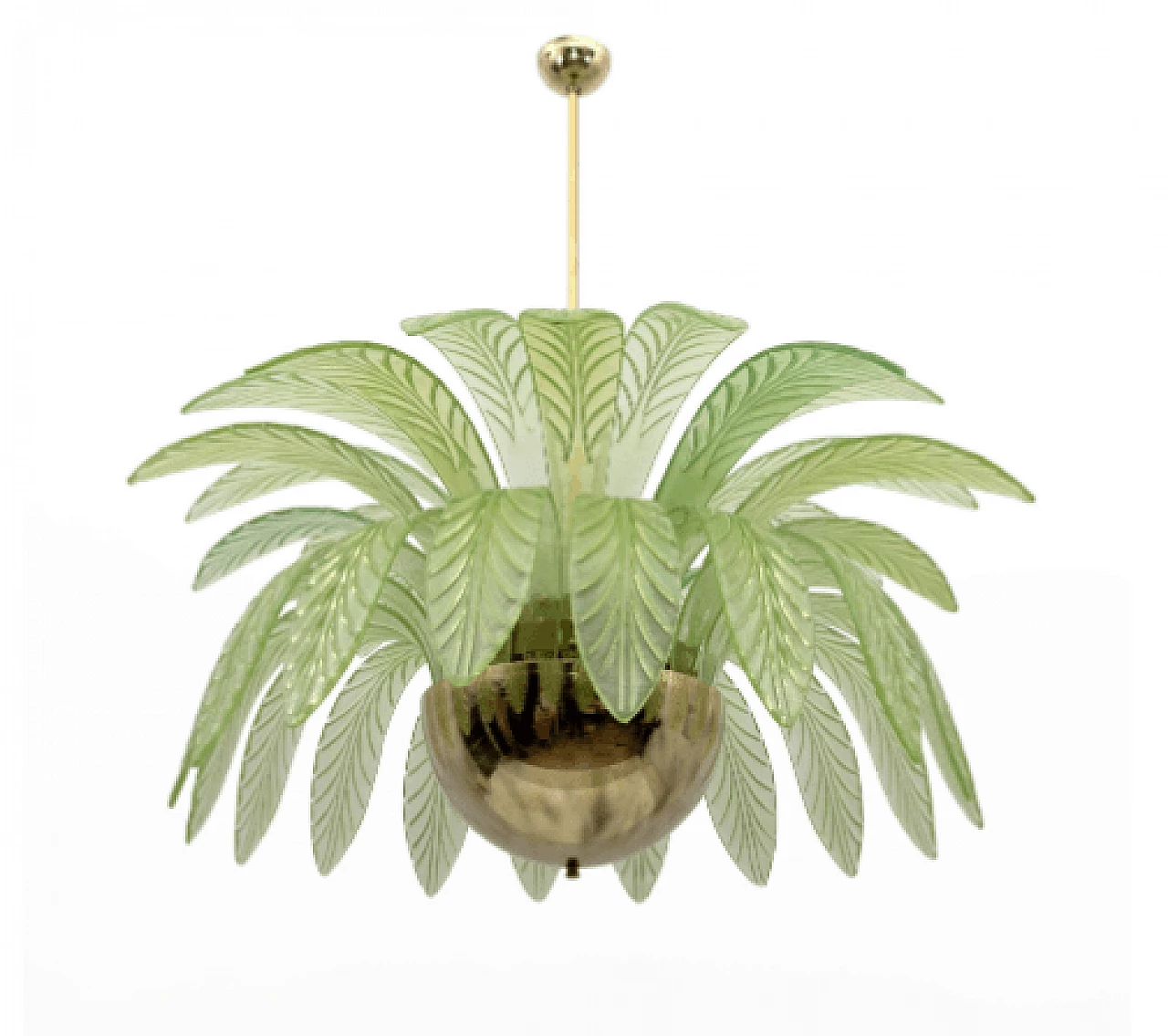 Lampadario a foglie di palma in vetro di Murano verde, anni '70 5
