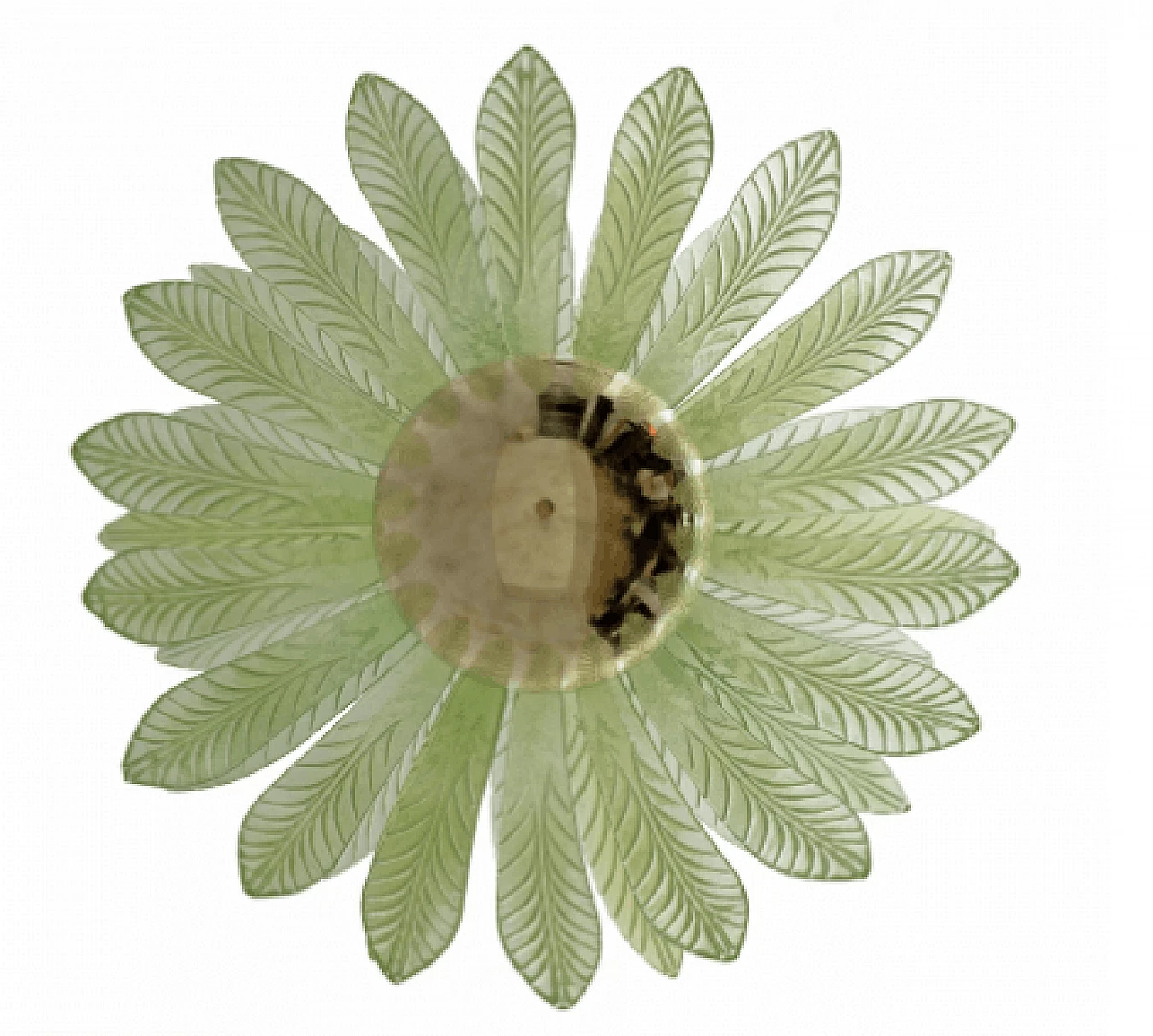 Lampadario a foglie di palma in vetro di Murano verde, anni '70 7