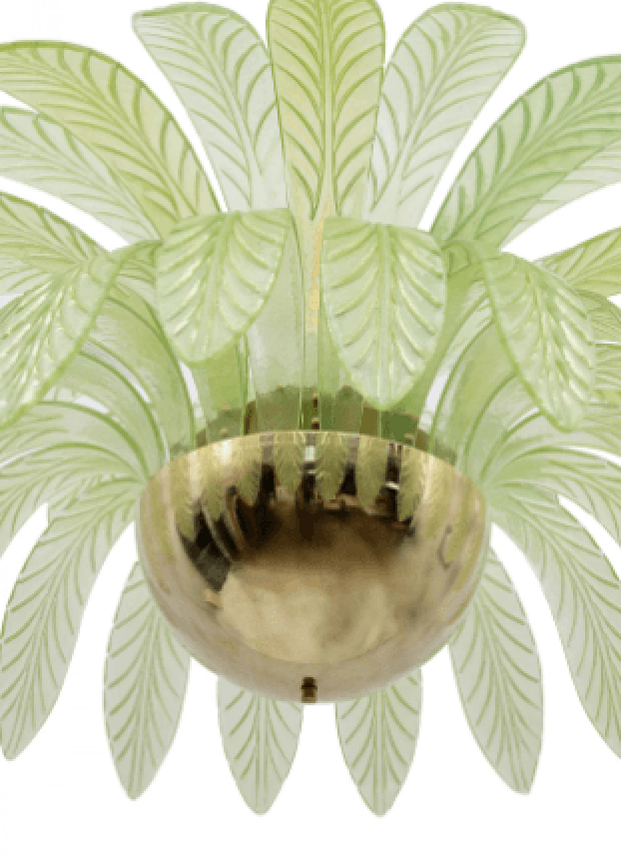 Lampadario a foglie di palma in vetro di Murano verde, anni '70 8