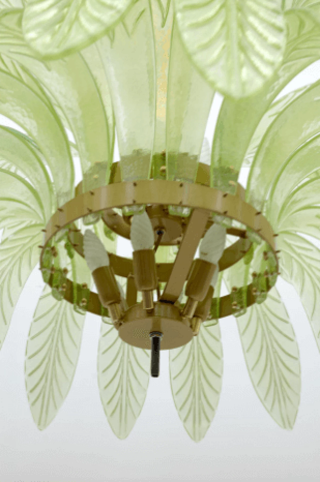 Green Murano glass palm leaf chandelier, 1970s 9