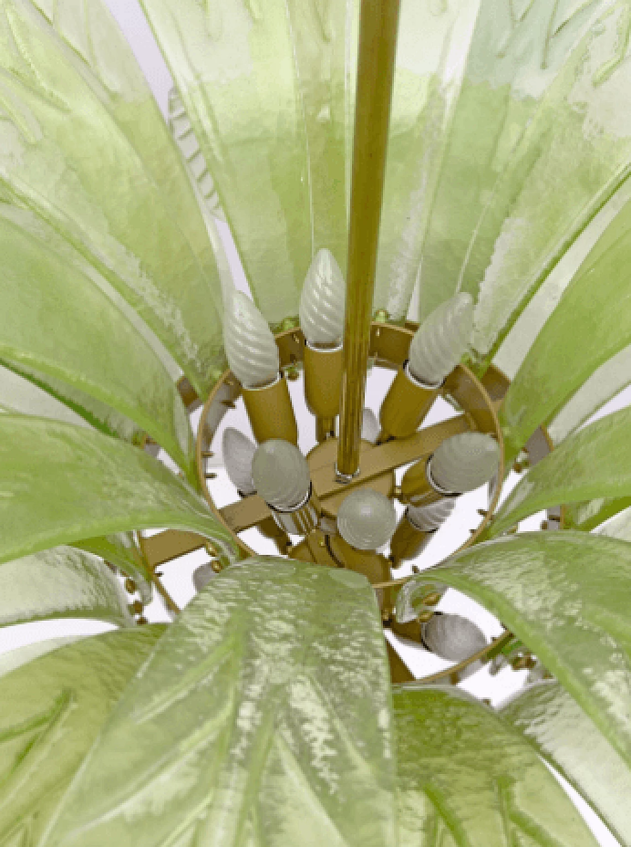 Lampadario a foglie di palma in vetro di Murano verde, anni '70 10