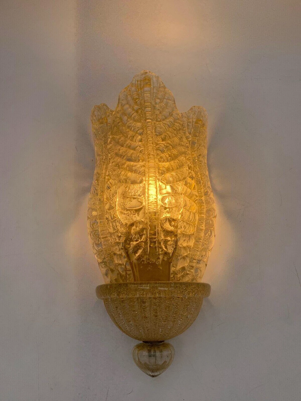 Murano glass wall light attributed to Barovier, 1980s 3