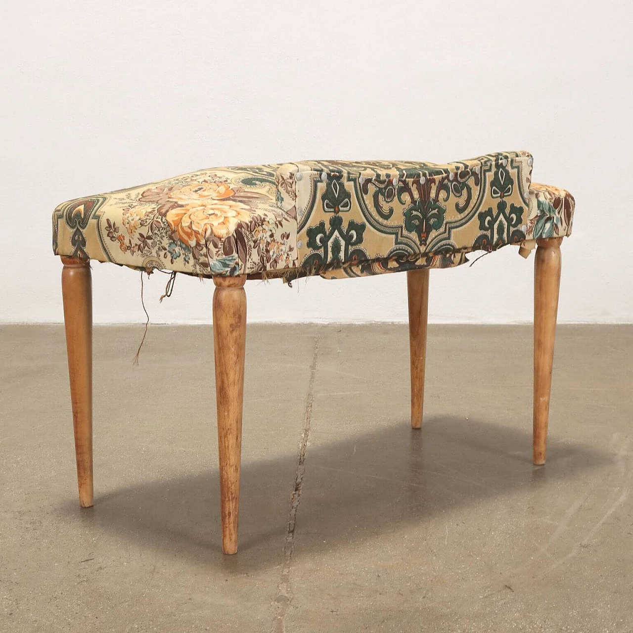 Beech and patterned skai bench, 1950s 6