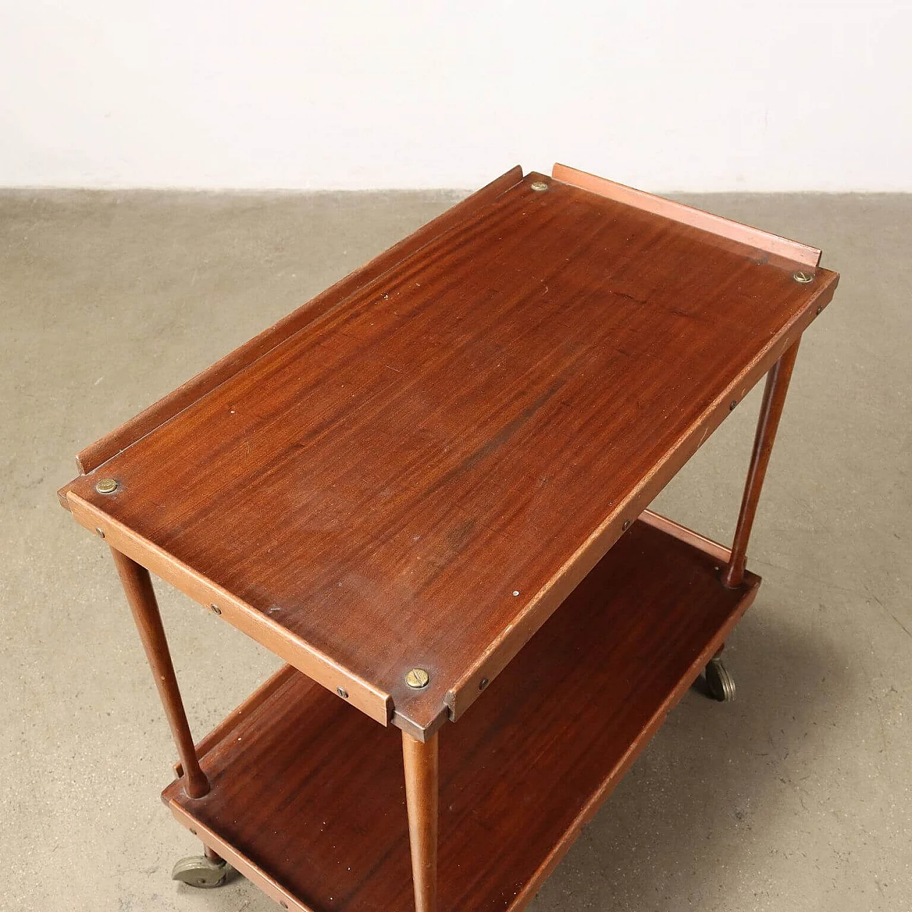 Stained beech and mahogany veneered cart, 1960s 6