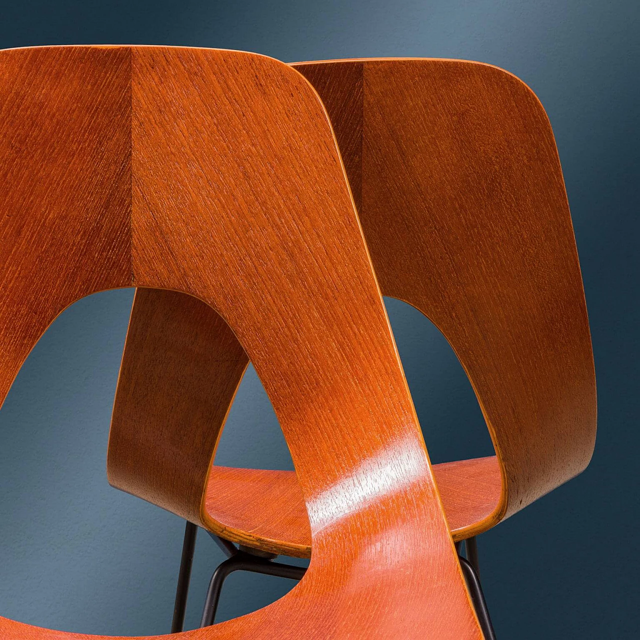 5 Ariston chairs in curved plywood by Augusto Bozzi for Saporiti, 1950s 4