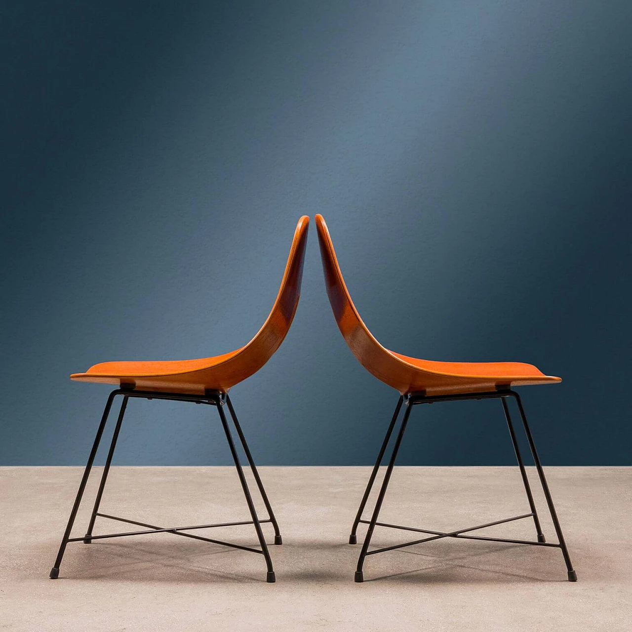5 Ariston chairs in curved plywood by Augusto Bozzi for Saporiti, 1950s 5