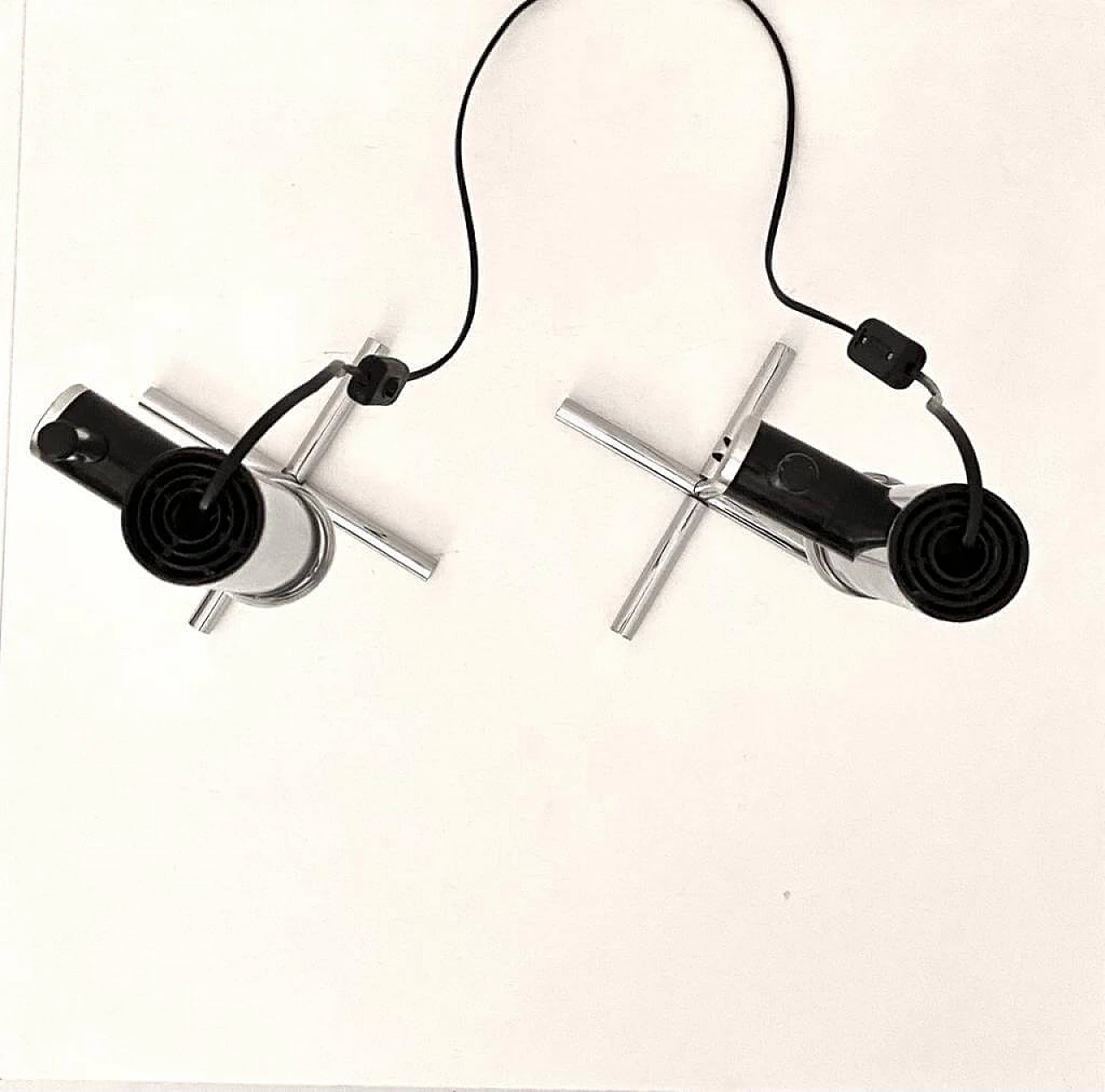 Coppia di lampade da tavolo in acciaio cromato di Targetti Sankey, anni '70 5