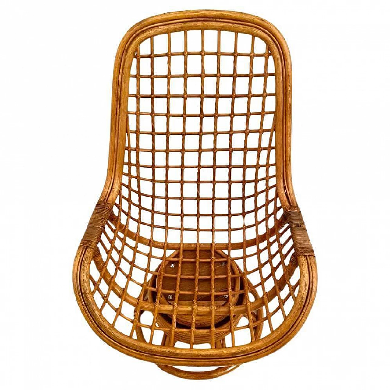 Bamboo egg-shaped swivel armchair, 1970s 5