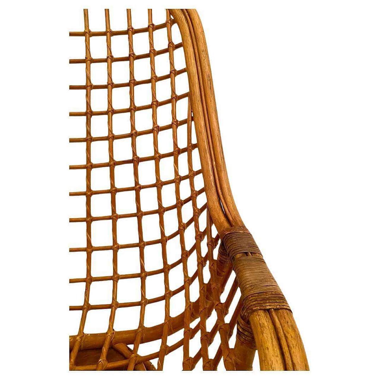 Bamboo egg-shaped swivel armchair, 1970s 8