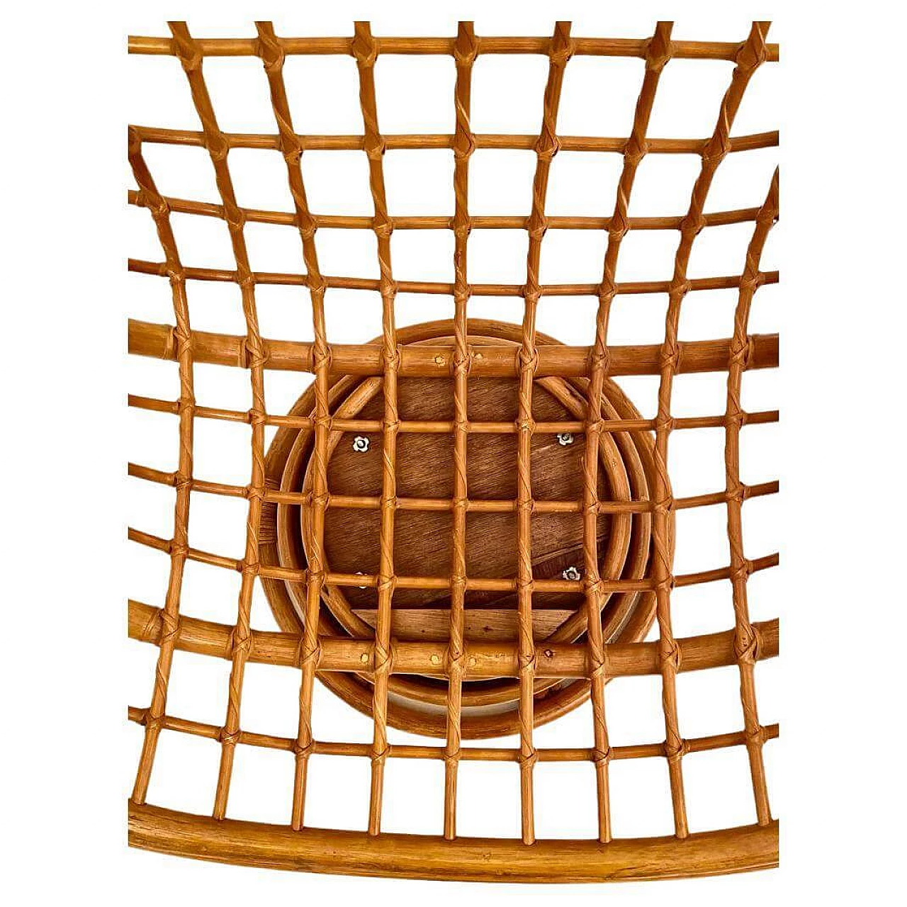 Bamboo egg-shaped swivel armchair, 1970s 9