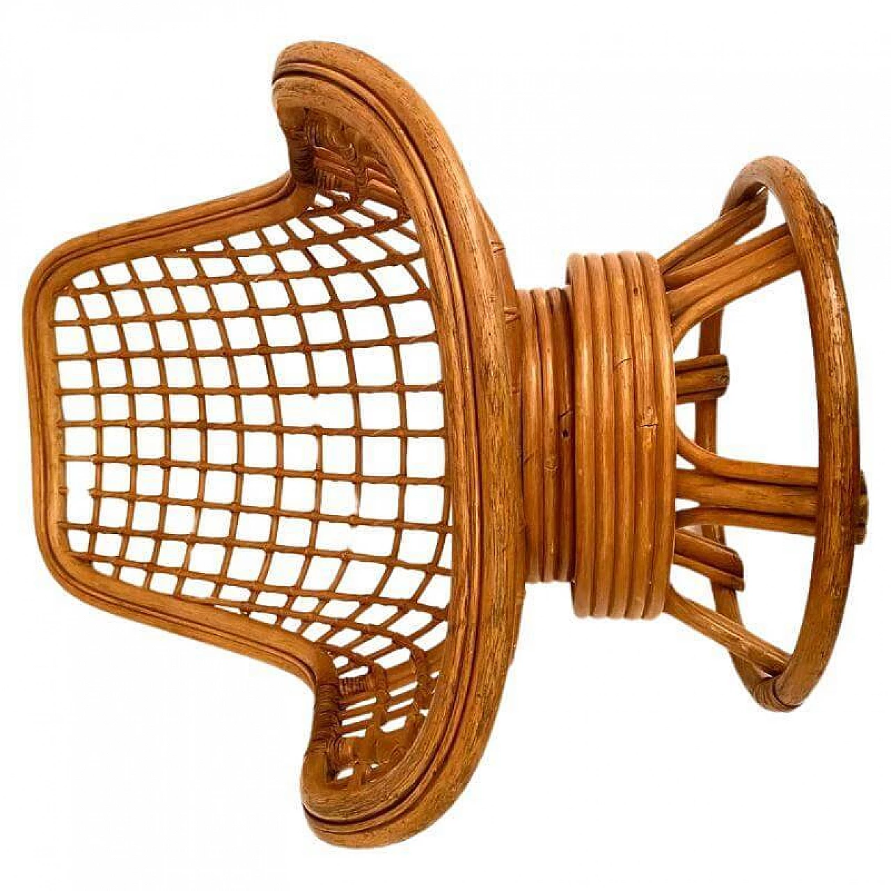 Bamboo egg-shaped swivel armchair, 1970s 11