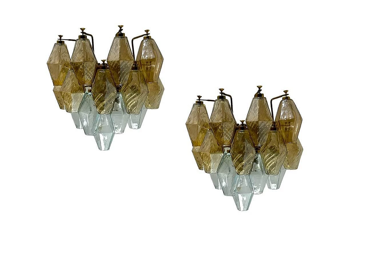 Pair of wall lights with Murano glass polygonal elements, 1970s 1