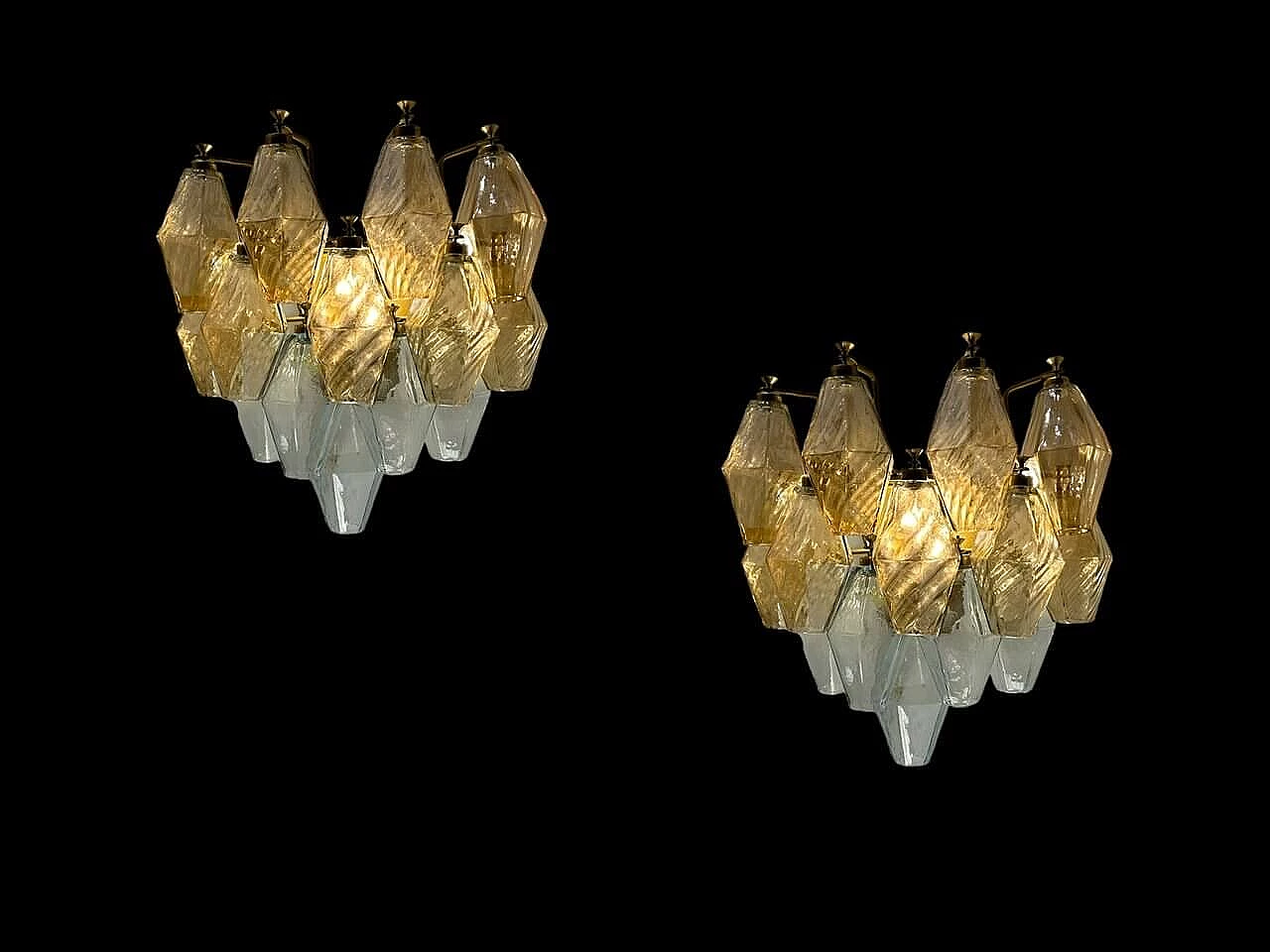Pair of wall lights with Murano glass polygonal elements, 1970s 3