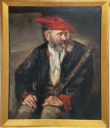 R. H. Craig, ritratto di cacciatore, dipinto a olio su tela, anni '20