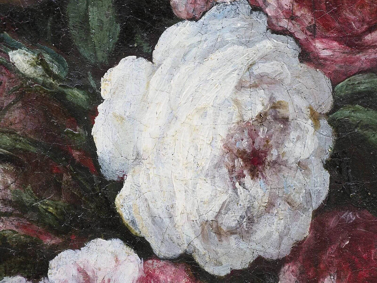 Ghirlanda di fiori con Gesù Fanciullo, dipinto a olio su tela attribuito a Pier Francesco Cittadini, '600 4