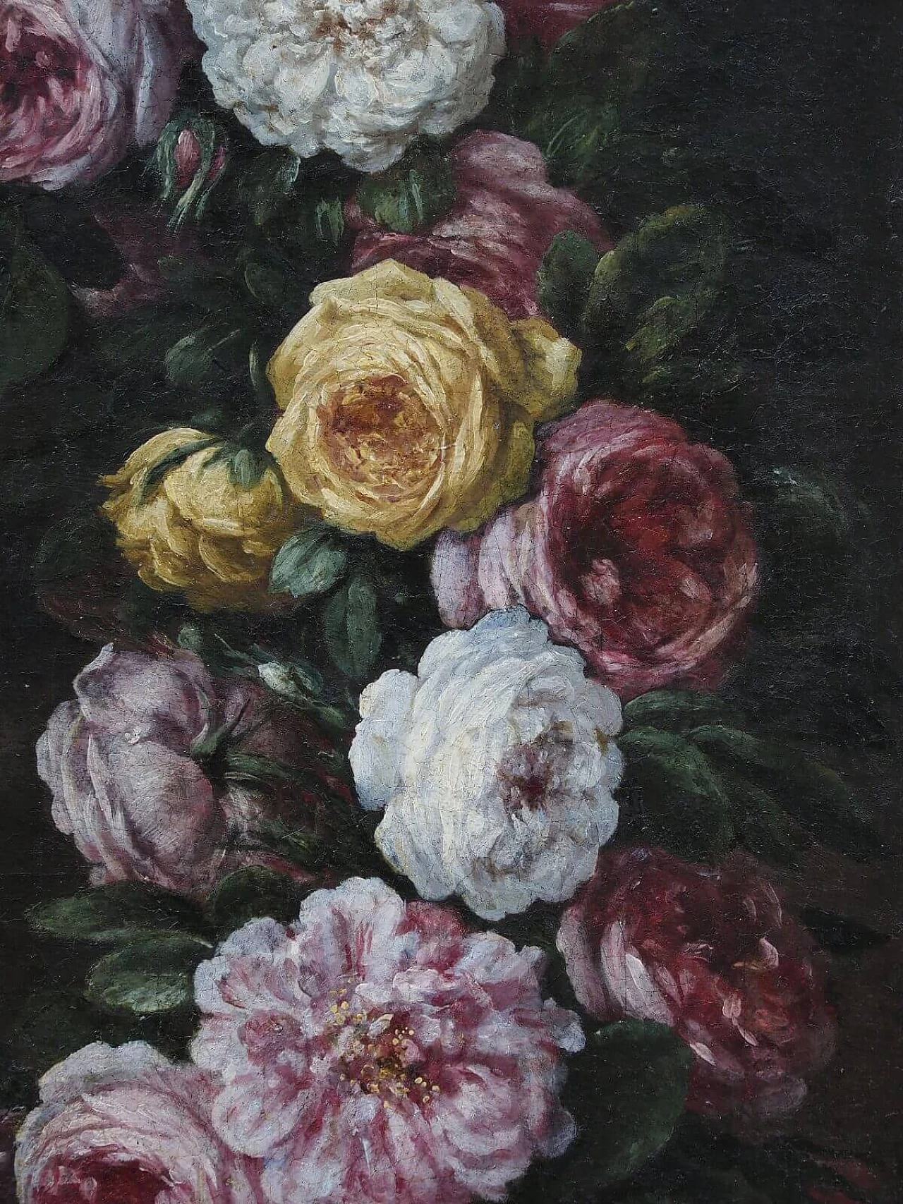 Ghirlanda di fiori con Gesù Fanciullo, dipinto a olio su tela attribuito a Pier Francesco Cittadini, '600 9