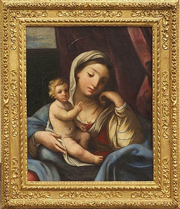 Scuola romana, Madonna con Bambino, dipinto a olio su tela, '700