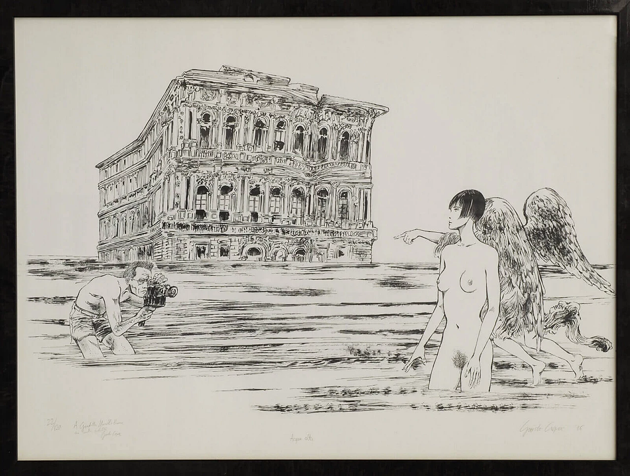 Guido Crepax, Acqua alta, multiplo su carta, 1986 6