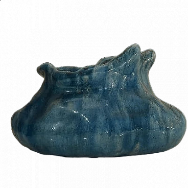 Vaso in ceramica blu di Marcello Fantoni, anni '70