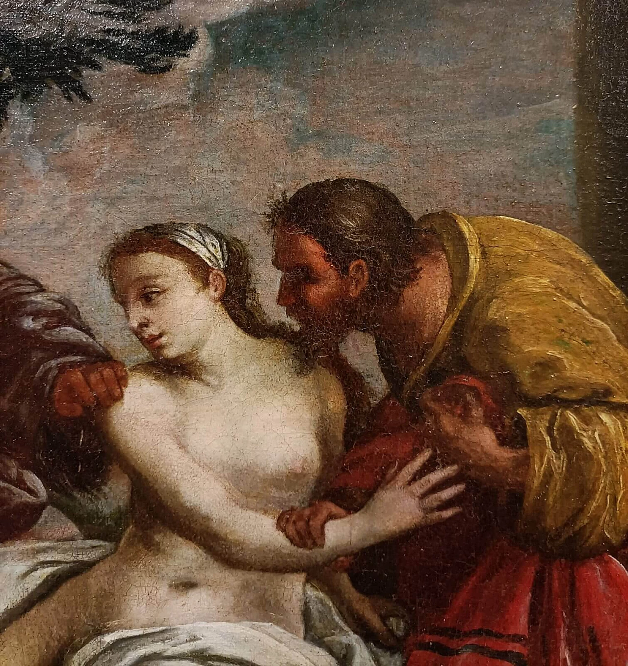 Susanna and the Elders, oil painting on canvas transferred to panel, second half of the 18th century 3