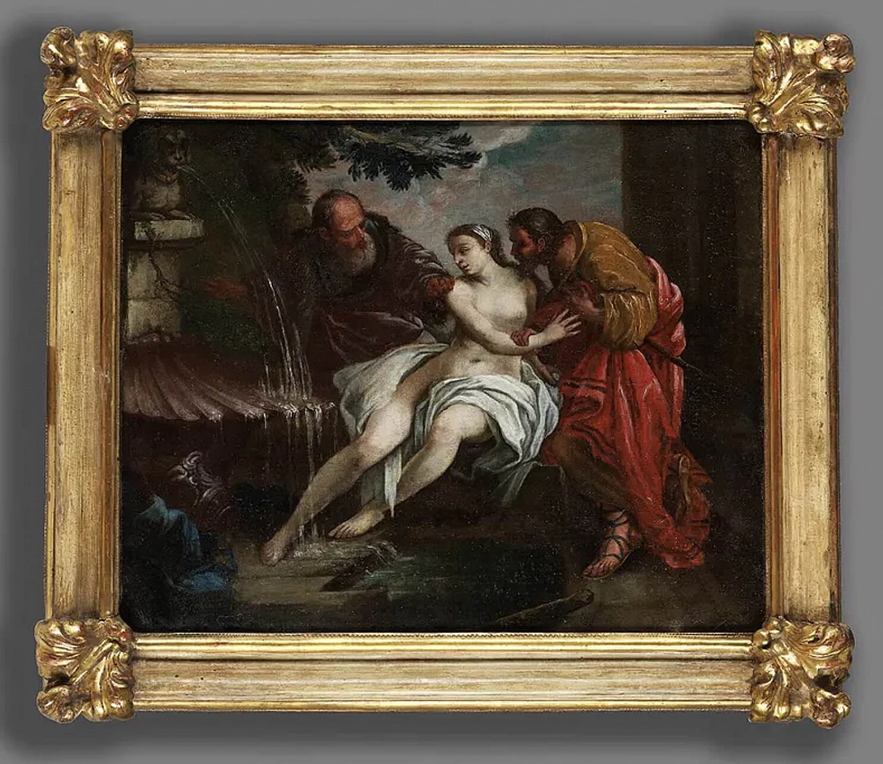 Susanna and the Elders, oil painting on canvas transferred to panel, second half of the 18th century 8