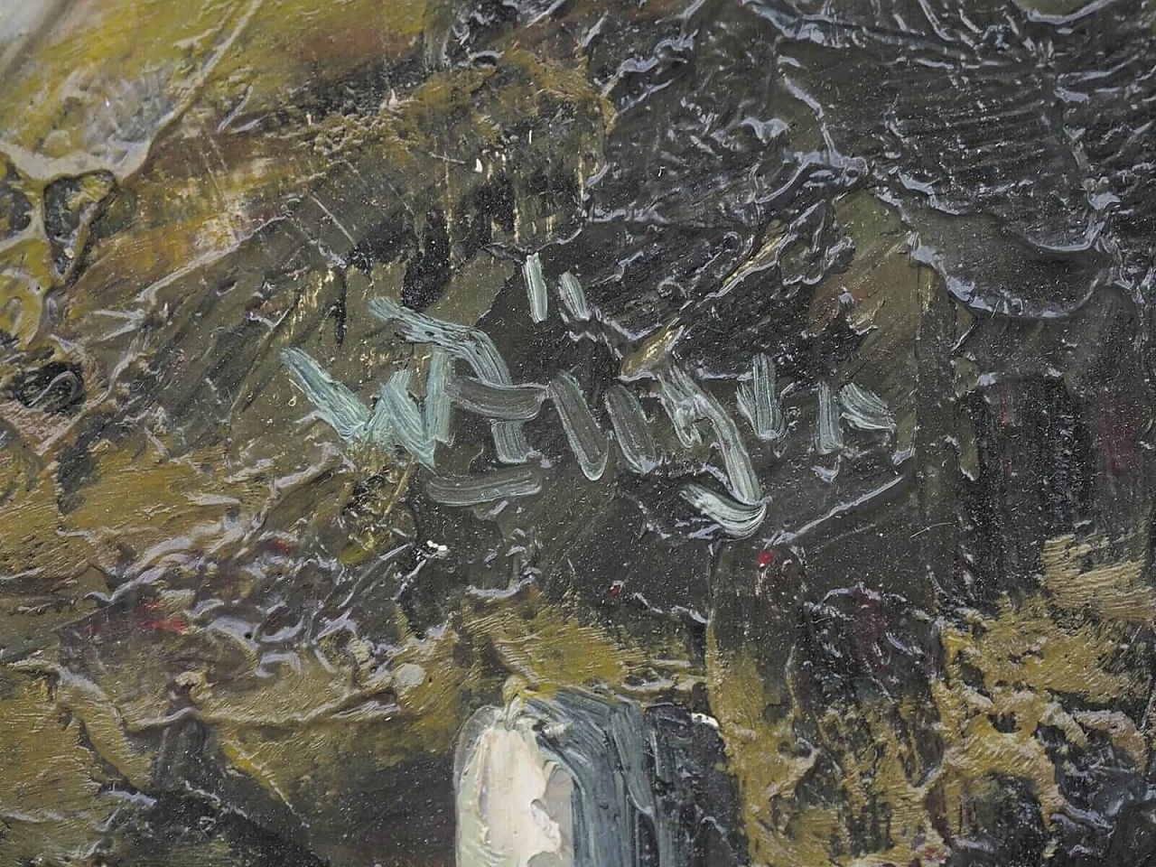 Willy Jager, paesaggio alpino con casolare, dipinto a olio su tela 5